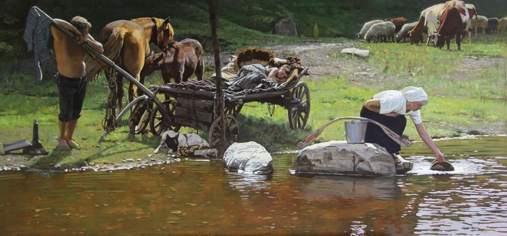 Крестьянская семья乡村家庭 95х200см 布面油画 2020年_看图王.jpg