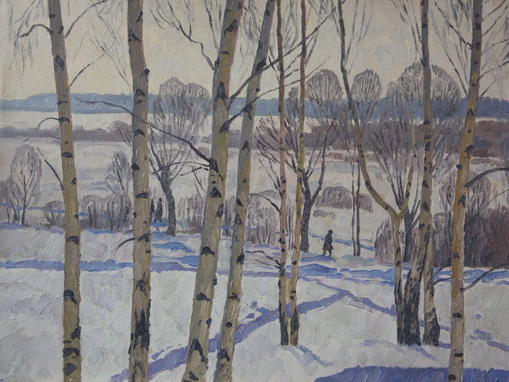 A42季托夫•阿纳托利•米哈伊洛维奇《雪上漫步》60x80cm  1960年  布面油画.JPG