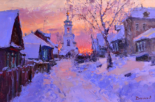 Зимние сумерки冬日余晖  40х60cm 布面油画 2020年.JPG