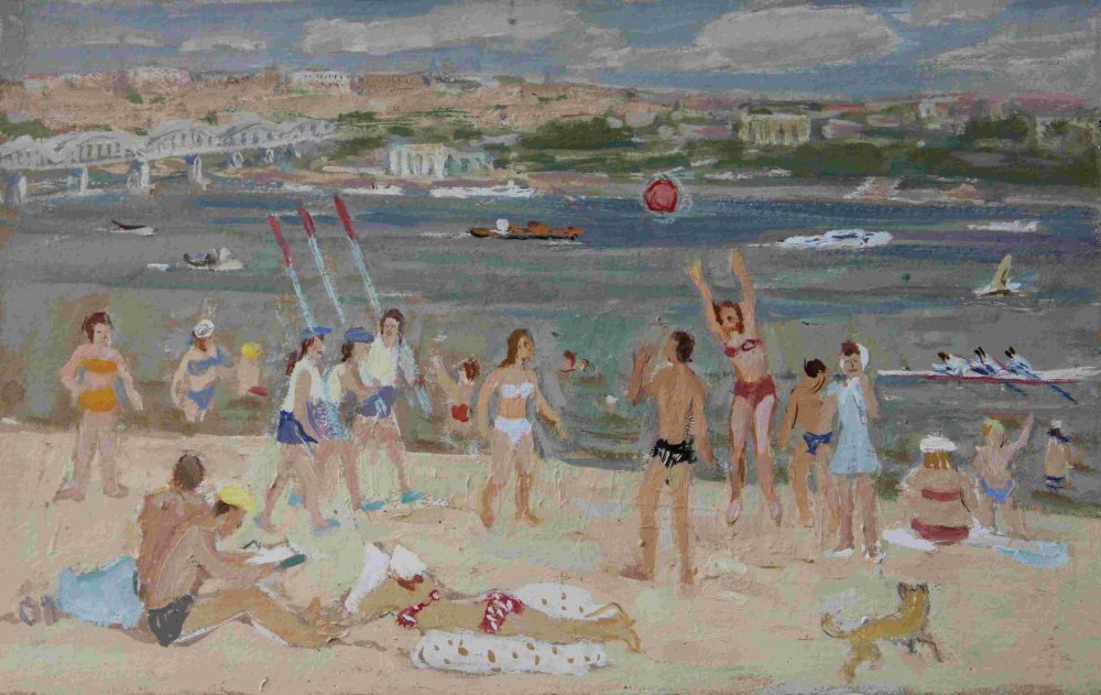 B316a 0084库兹涅措弗、画稿《假日》、1973年、油画纸板、53-35cm.JPG