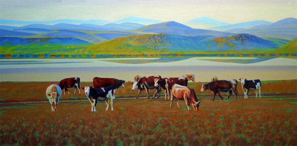 7. Хакасия. Сентябрь哈卡斯的九月 布面油画 70х140cm 2019年.jpg