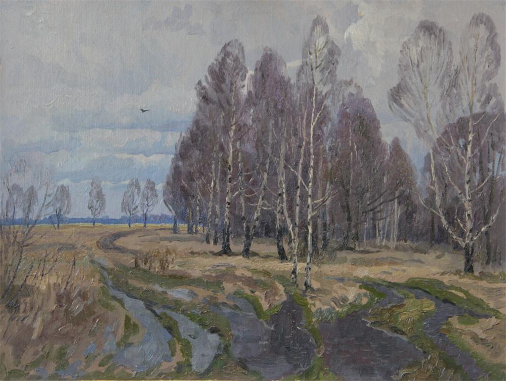 季托夫《秋天的白桦林》纸板油画 60x80cm 1960年.JPG