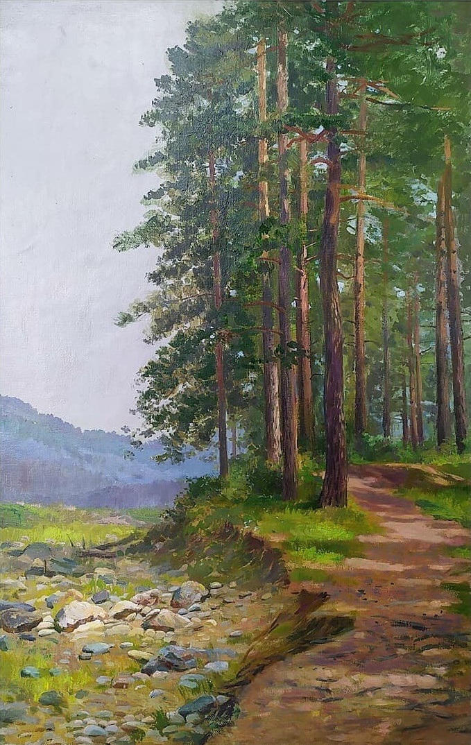 7.Сосновый бор苍松翠柏. 57х35см.布面油画 2019年_看图王.jpg