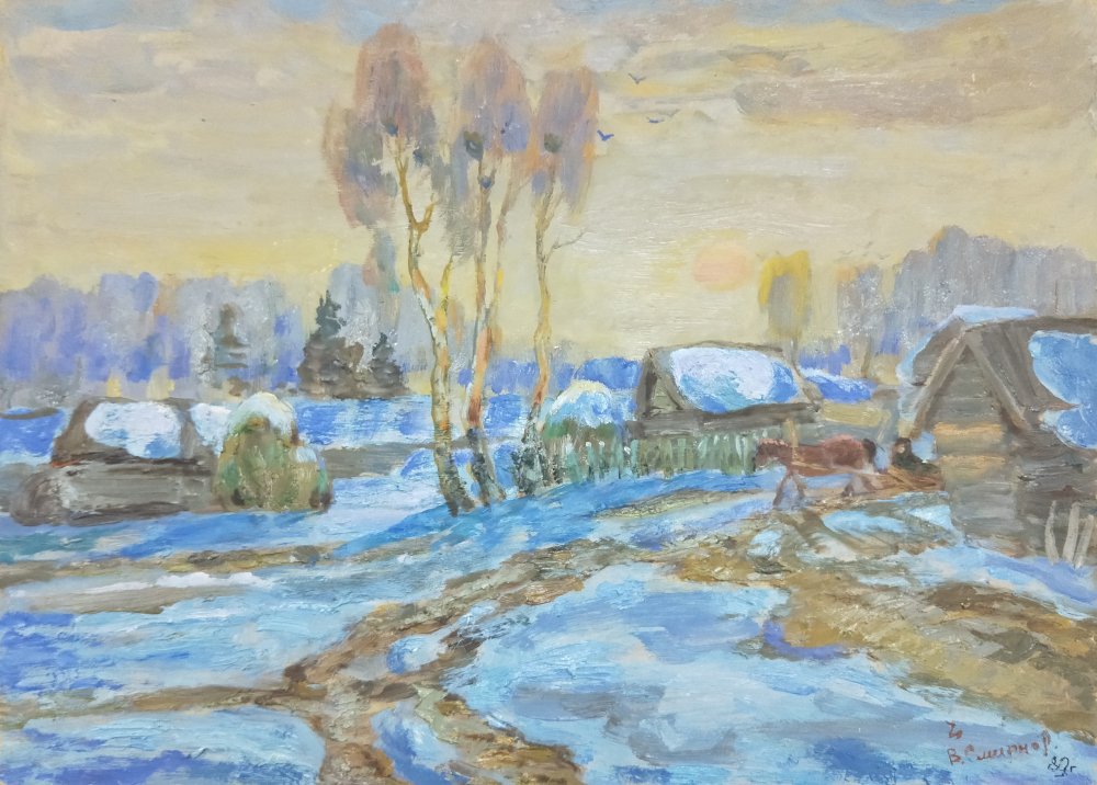 初春 50x60 1989 纸板油画 斯米尔诺夫.jpg