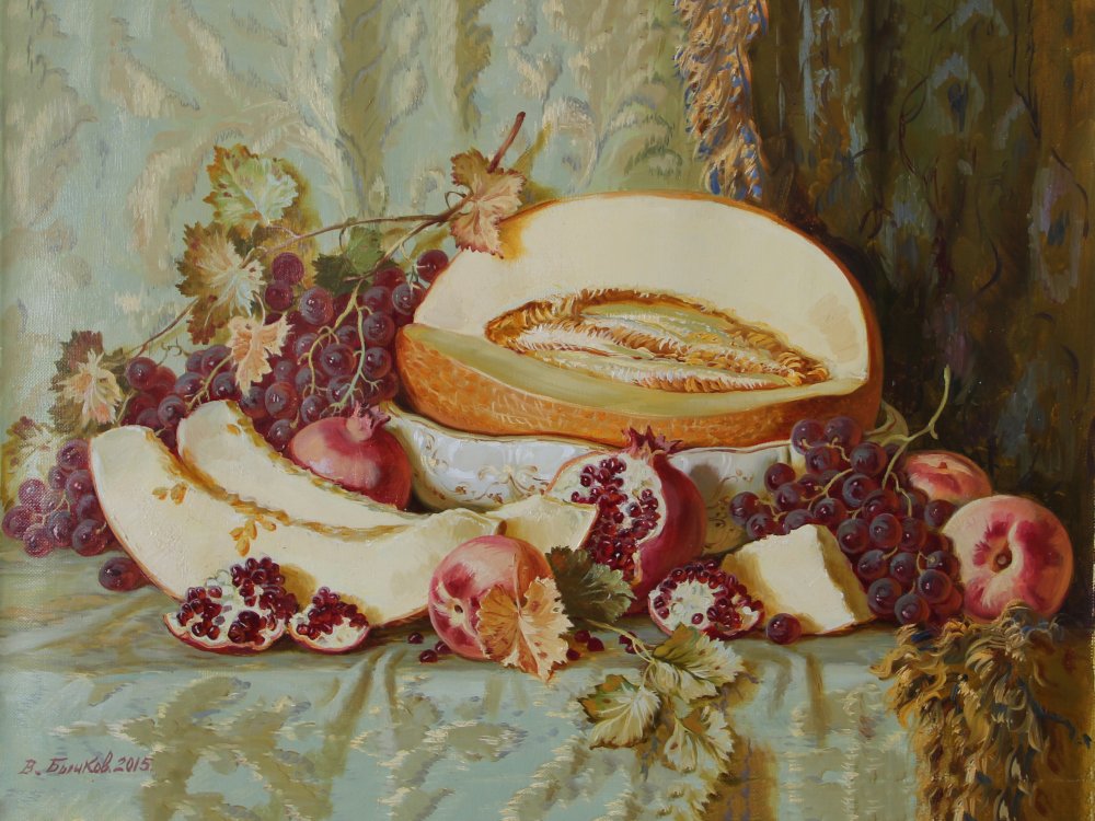 B98 维克托•贝奇科夫 《瓜果》 55x80cm 2015年 布面油画.JPG