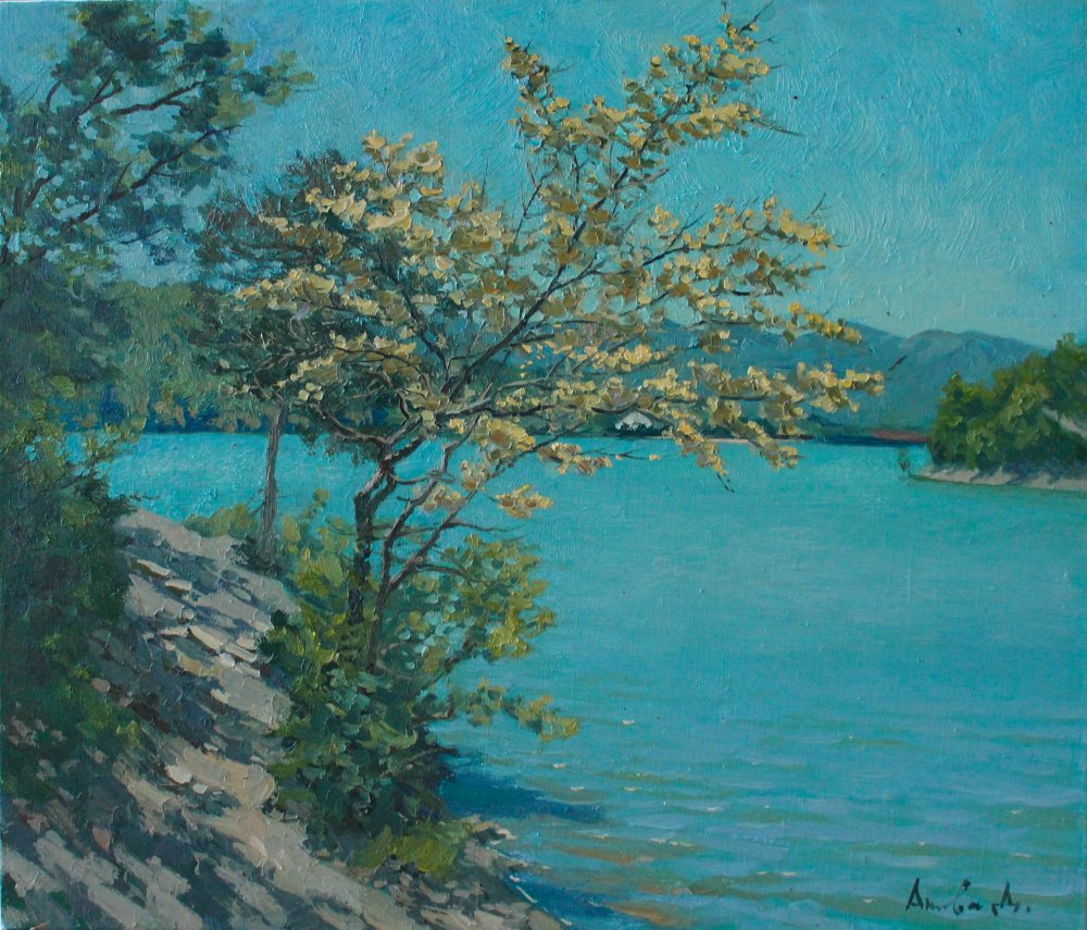 《碧绿的小湖》布面油画 60x70cm 2018年.jpg