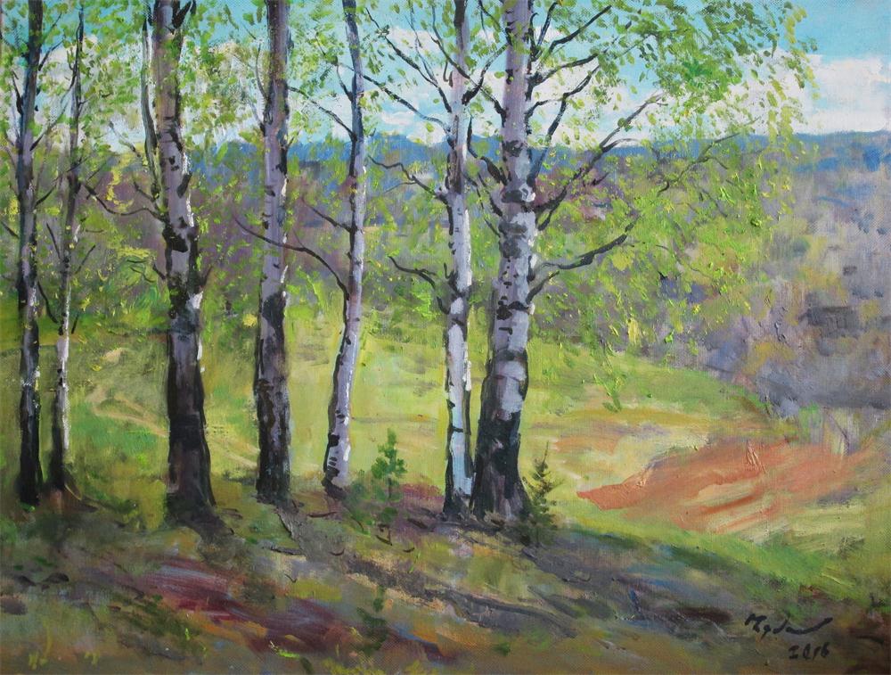 丘德诺夫·夫拉季米尔《桦树林》布面油画 60х90cm 2016年.JPG