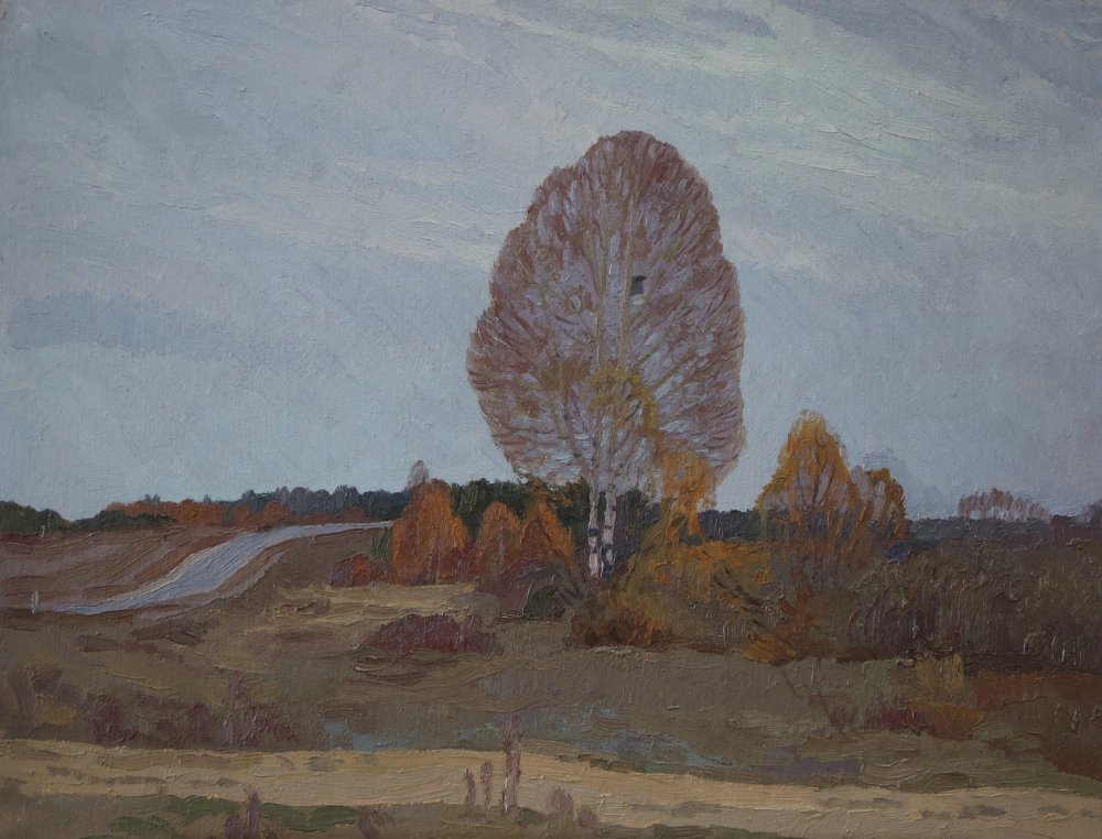 A42c 0134季托夫 秋景 60x80 1970 纸板油画.JPG