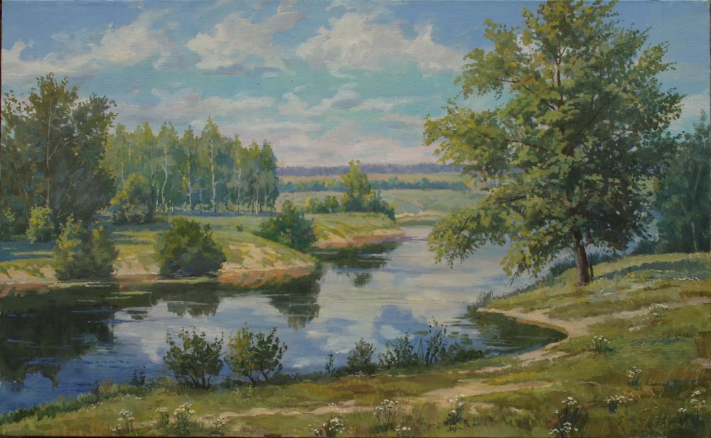 РекаБерезина 别列津纳河 55x90cm 布面油画 2016年.jpg