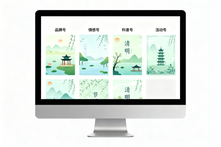 不同公众号类型清明节排版思路对比示意图