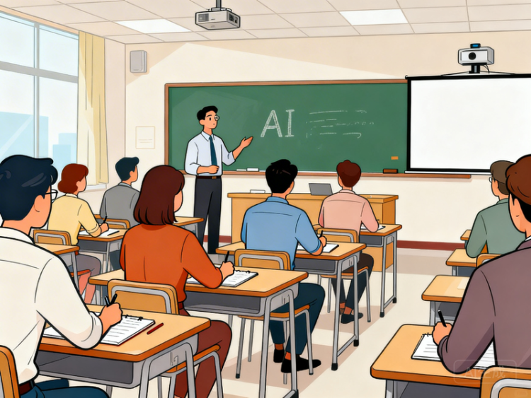 企业团队在 AI 培训课堂学习